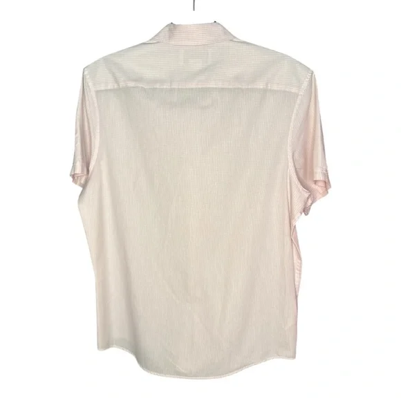 NWOT Men’s Original Penguin Button Up Short Sleeve Shirt Pink/White Size Medium - Picture 3 of 5